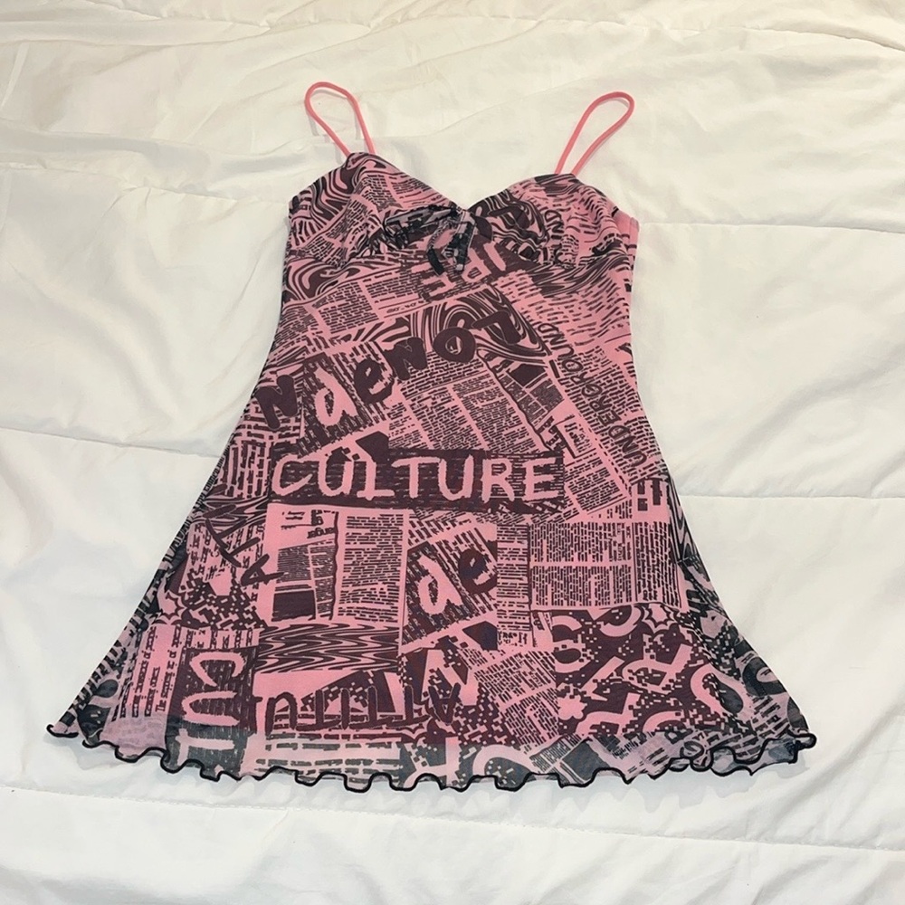 Urban Outfitters Pink and Black Graphic Women’s Dress